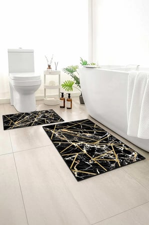 2 li Banyo Paspası, Yumuşak Banyo Halısı, Kaymaz Tabanlı, Yıkanabilir - 60x100 - 50 x60