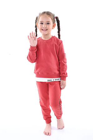 Fitilli Kaşkorse Kol Cep Detaylı %100 Pamuk Yeşil Çocuk Takım 2-6 Yaş