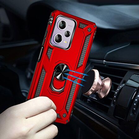 Gpack Xiaomi Redmi Note 12 Pro 5G Kılıf Vega Sert Silikon Tank Standlı Yüzüklü Mıknatıslı