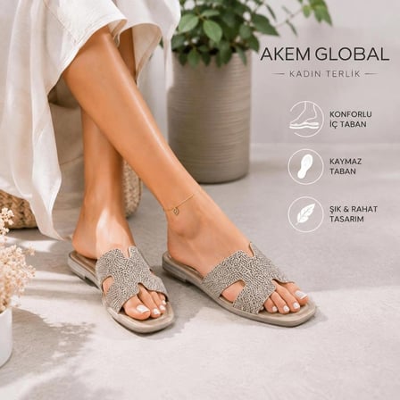 Kadin Terli̇K Bej Deri̇ Günlük Rahat Şik Model