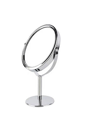 sonx Oval Masaüstü Ayaklı 360° Dönebilen çift taraflı büyüteçli krom ayna 18X10cm