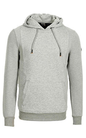 Erkek Gri Örme Desenli Slim Fit Kapüşon'lu SweatShirt NCS JEANS 1612