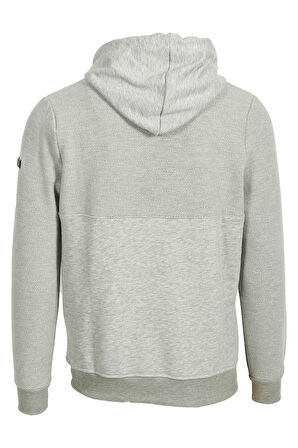 Erkek Gri Örme Desenli Slim Fit Kapüşon'lu SweatShirt NCS JEANS 1612