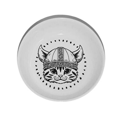 Raccoon Viking Kedi Figürlü Seramik Mama ve Su Kabı 250 Ml