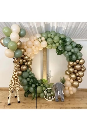 Zincir Balon Seti Krom Gold-Kış Yeşili-Okaliptus-Ten Rengi 4 Renk 100 Adet +Balon Şeridi 