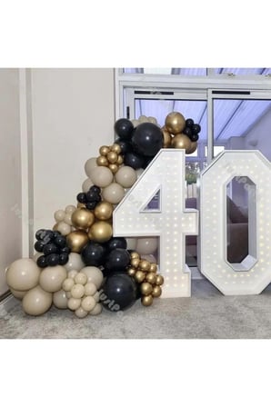 Zincir Balon Seti Siyah-Bej-Krom Gold 3 Renk 100 Adet + Balon Şeridi 