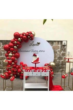 Zincir Balon Seti Kırmızı-Gold Krom 2 Renk 60 Adet +1 Adet Balon Şeridi 