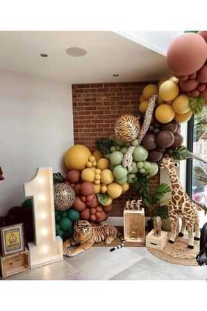 Zincir Balon Seti Koyu Yeşil-Yanık Turuncu-Zerdeçal-Okaliptus-Kahverengi 60Adet+BalonŞeridi 
