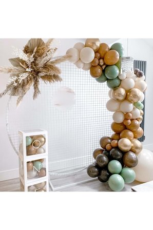 Zincir Balon Seti Krom Gold-Çikolata Kahve-Karamel-Retro Beyaz-Kış Yeşili 60 Ad+Balon Şeridi 