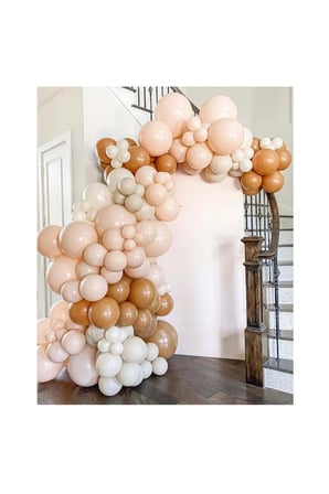 Zincir Balon Seti Karamel-Retro Beyaz-Makaron Somon 3 Renk 60 Adet +Balon Şeridi 