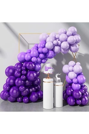 Zincir Balon Seti Makaron Lila-Mor-Lila 3 Renk 60 Adet + Balon Şeridi 