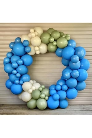 Zincir Balon Seti Mavi-Duman-Kış Yeşili 3 Renk 60 Adet + Balon Şeridi 