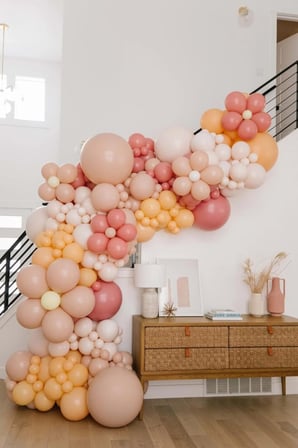 Zincir Balon Seti Retro Beyaz-Retro Pembe-Pudra Pembe-Şeftali 4 Renk 60 Adet + Balon Şeridi 