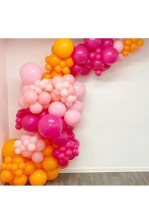 Zincir Balon Seti Şeftali-Fuşya-Şeker Pembe 3 Renk 60 Adet+Balon Şeridi 