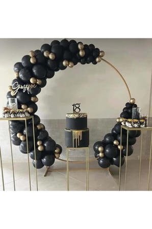 Zincir Balon Seti Pastel Siyah+Krom Gold 60 Adet +Balon Şeridi 