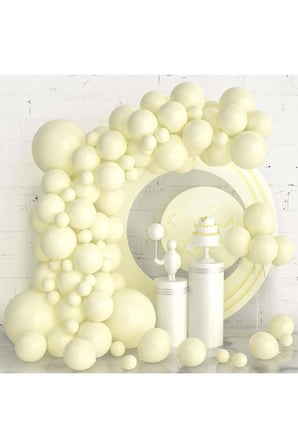 Zincir Balon Seti Makaron Sarı 60 Adet +Balon Şeridi 