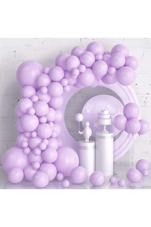 Zincir Balon Seti Makaron Lila 60 Adet +Balon Şeridi 