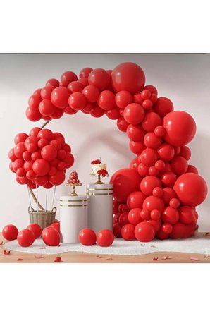 Zincir Balon Seti Pastel Kırmızı  60 Adet +Balon Şeridi 