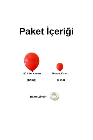 Zincir Balon Seti Pastel Kırmızı  60 Adet +Balon Şeridi 