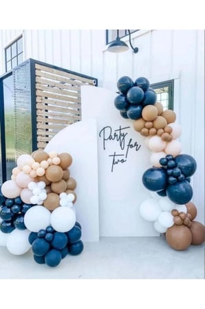 Zincir Balon Seti Gece Mavisi-Beyaz-Karamel-Makaron-Somon 4 Renk 100 Adet+Balon Şeridi 