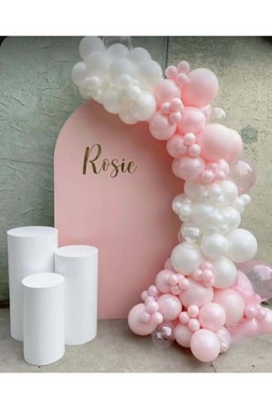 Zincir Balon Seti Beyaz-Pembe-Şeffaf 3 Renk 60 Adet +Balon Şeridi 