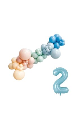 ZincirSeti D.Okyanus-FırtınaMavi-Küfyeşil-M.Somon-Ten+2 34inç A.Mavi FolyoBalon 30Adet+BalonŞeridi