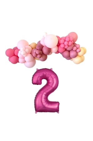 MiniZincirBalonSeti Fuşya-M.Pembe-R.Pembe-Şeftali+2 34inç PembeFolyoBalon 30Adet+BalonŞerid