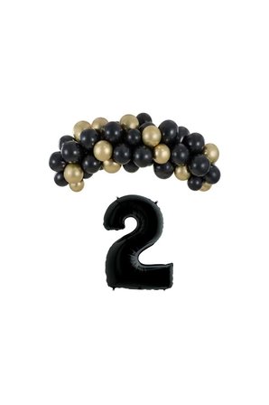 Mini Zincir Balon Seti Siyah-Krom gold+2 34inç Siyah Folyo 30 Adet +Balon Şeridi 