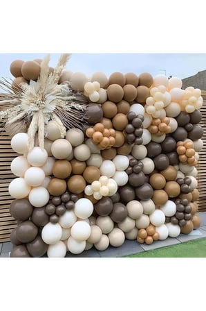 Zincir Balon Seti Çikolata Kahve-Karamel-Deniz Kumu-Beyaz 60 Adet + Balon Şeridi 