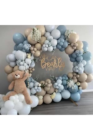 Zincir Balon Seti Derin Okyanus-Deniz Kumu-Fırtına Mavisi  3 Renk 60 Adet + Balon Şeridi 