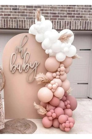 Zincir Balon Seti Beyaz-Pink Blush-Rose Wood 3 Renk 60 Adet + Balon Şeridi 