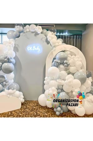 Balon Seti Duman-Beyaz-Şeffaf 100 lü Balon Zinciri Seti
