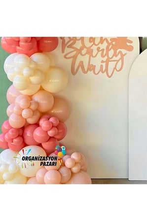 Balon Seti Retro Beyaz-Pink Blush-Mercan 100 lü Balon Zinciri Seti