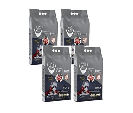 Vancat Bentonit Topaklanan Kedi Kumu Aktif Karbon 10 Lt x 4 Adet