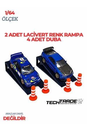 1/64 Ölçek Diorama 2 Adet Lacivert Rampa + 4 Adet Duba