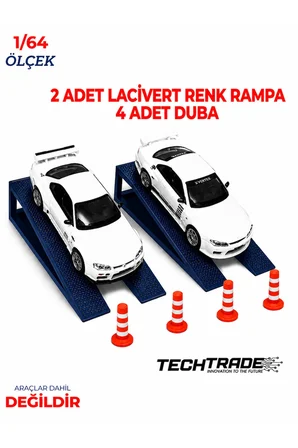 1/64 Ölçek Diorama 2 Adet Lacivert Rampa + 4 Adet Duba