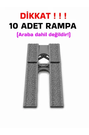 1:64 Ölçek Araba Rampası - Koyu Gri (Antresit) - Lastik İzli - 10 Adet