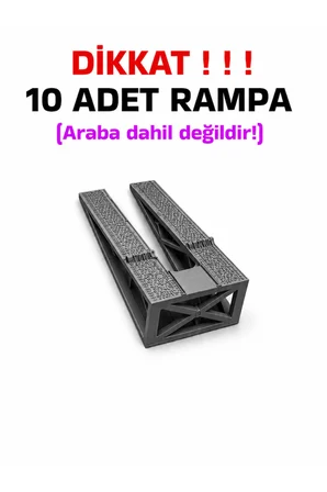 1:64 Ölçek Araba Rampası - Koyu Gri (Antresit) - Lastik İzli - 10 Adet