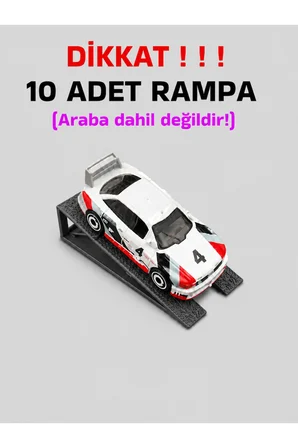 1:64 Ölçek Araba Rampası - Koyu Gri (Antresit) - Lastik İzli - 10 Adet
