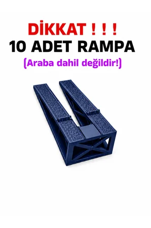 1:64 Ölçek Araba Rampası - Lacivert - Lastik İzli - 10 Adet
