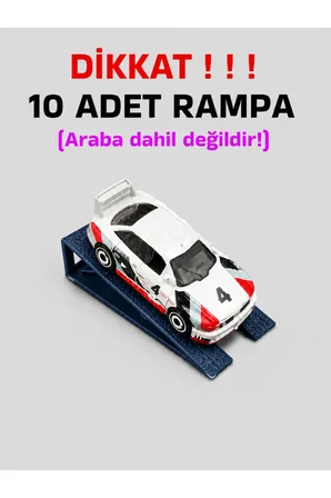 1:64 Ölçek Araba Rampası - Lacivert - Lastik İzli - 10 Adet