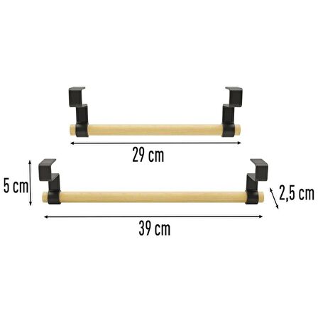 2'li Ahşap Askı Havlu Bez Askısı Mutfak Banyo Dolap Kapağına Asılabilir Askı