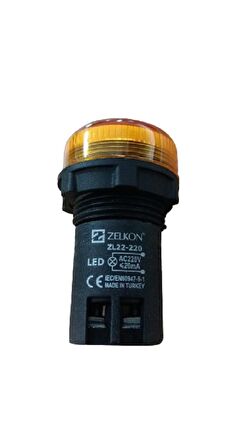 22mm Ledli Sinyal Armatürü 220VAC-DC (15)(SARI)