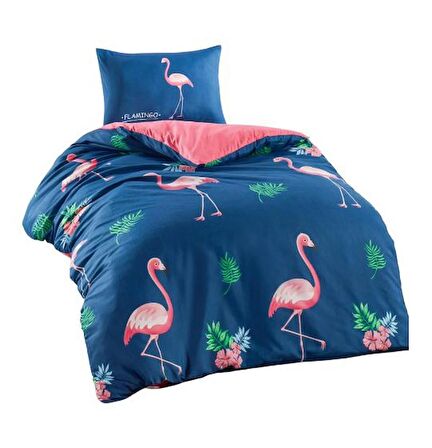 Junior Kız Erkek Çocuk Nevresim Seti Takım Tek Kişilik Flamingo Desen 140 X 200