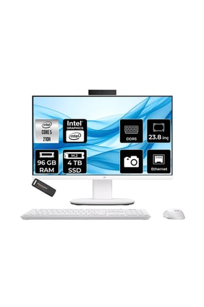 V440 Core 5 210H 96GB RAM 4TB SSD 23.8" FHD 100Hz FreeDOS V440C58512W0DP340 All In One Bilgisayar + Per4 USB