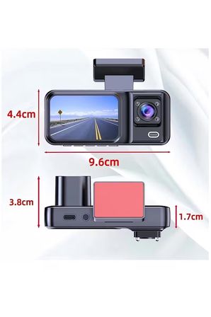 Araç içi 3 Kameralı 1080p /2.0 inç Lcd Ekranlı /Gece Görüşlü /Geri Görüş Kamera/Hareket algılama