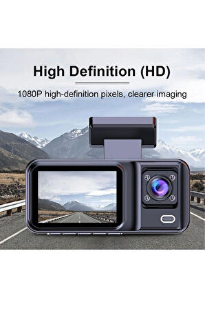 Araç içi 3 Kameralı 1080p /2.0 inç Lcd Ekranlı /Gece Görüşlü /Geri Görüş Kamera/Hareket algılama
