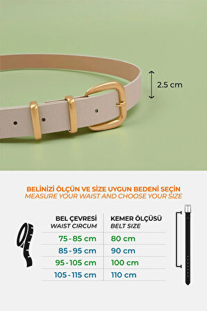 Çift Gold Köprülü Ekru Kadın Kemer