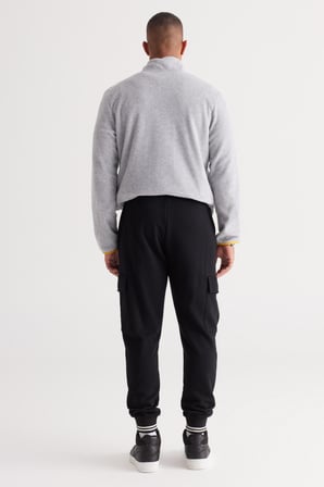 Erkek Siyah Standart Fit Normal Kesim Pamuklu Kargo Cepli Jogger Eşofman Altı