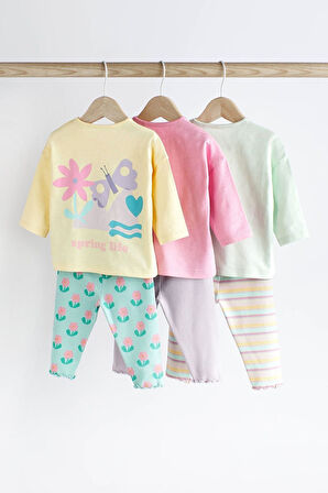 Next Baby % 100 Pamuklu Pembe Kelebek Desenli 3’lü Alt Üst Takım